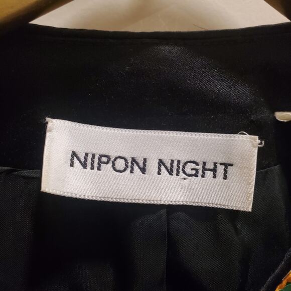 *Nipon Night* Silk Evening Jacket Bright Colors Beaded Clear Sequins Sz 8 Blazer - Picture 4 of 8